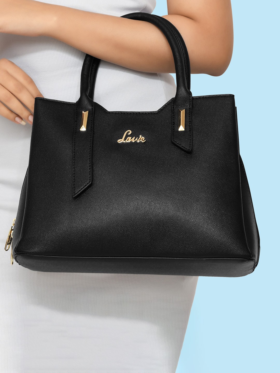

Lavie Black Solid Rumba 3C Satchel Handheld Bag