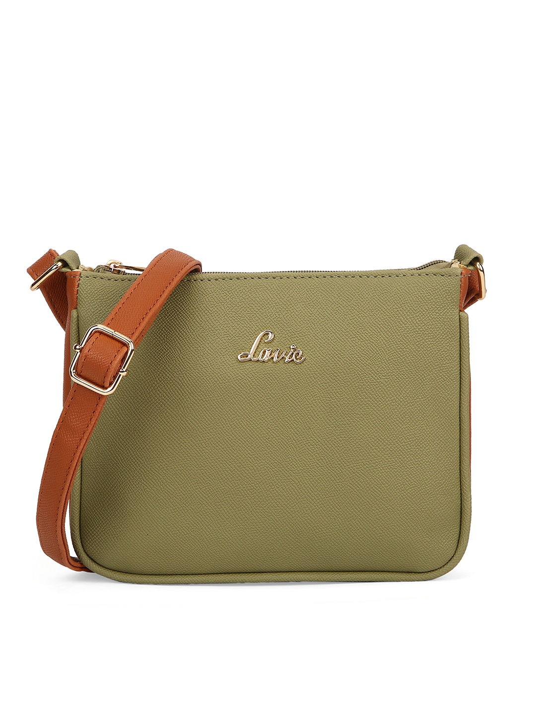 

Lavie Women Hilite Keg Olive Green Structured Sling Bag