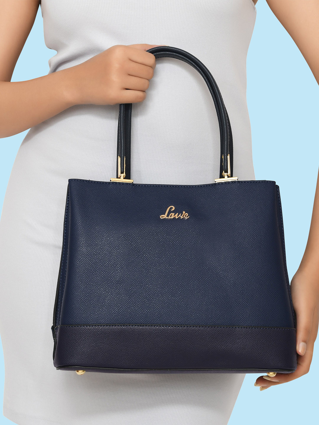 

Lavie Women Navy Blue Solid Myra 3C Handheld Bag