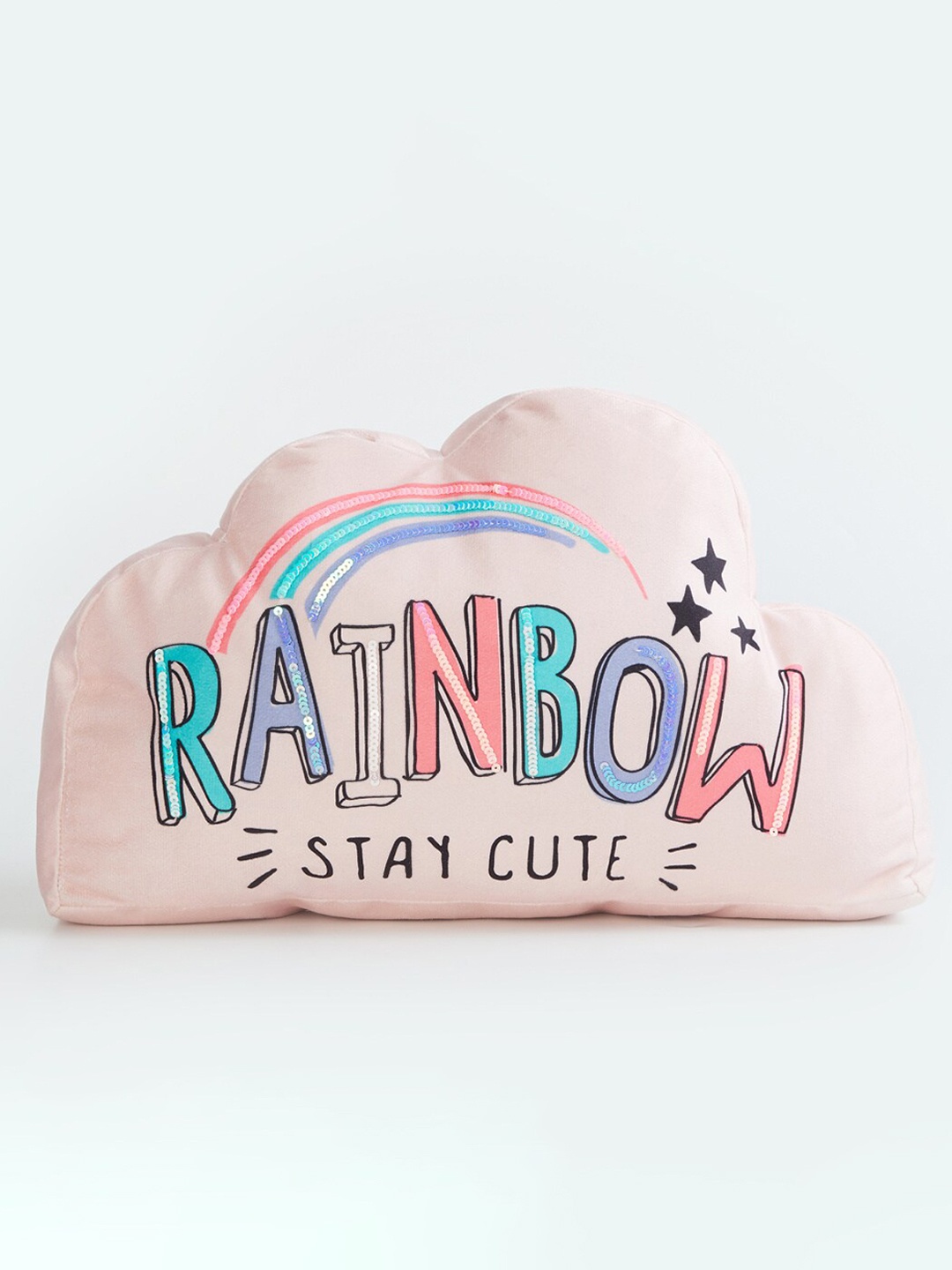 

Home Centre Pink Printed Rainbow Shaped Cushions