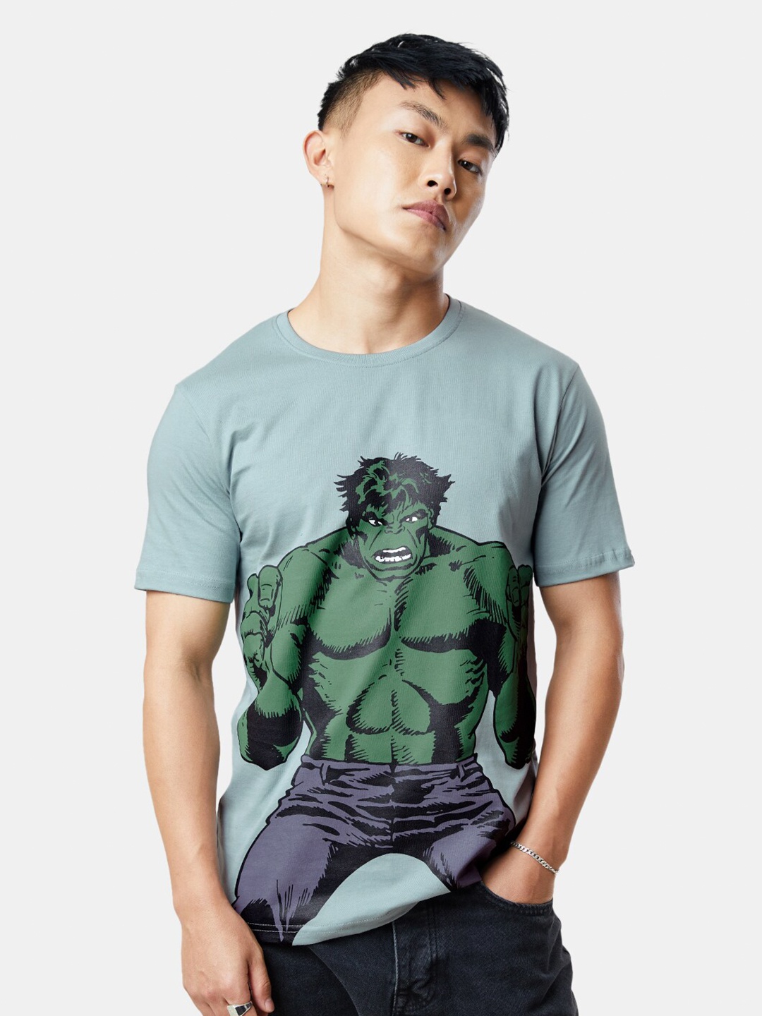 

The Souled Store Men Green Hulk Printed Cotton T-shirt