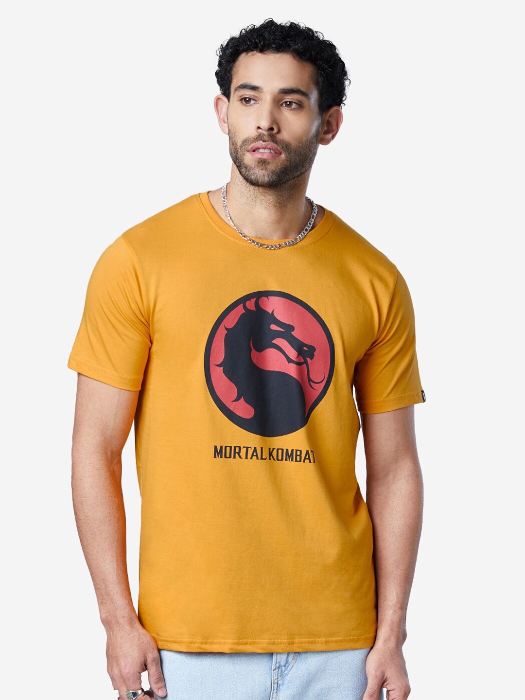 

The Souled Store Men Mustard Yellow Printed T-shirt