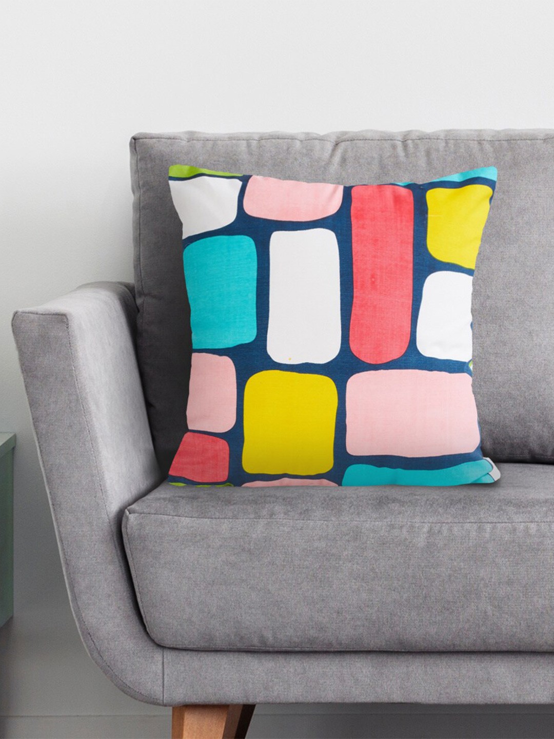 

Home Centre White & Blue Colourblocked Square Cushion Covers