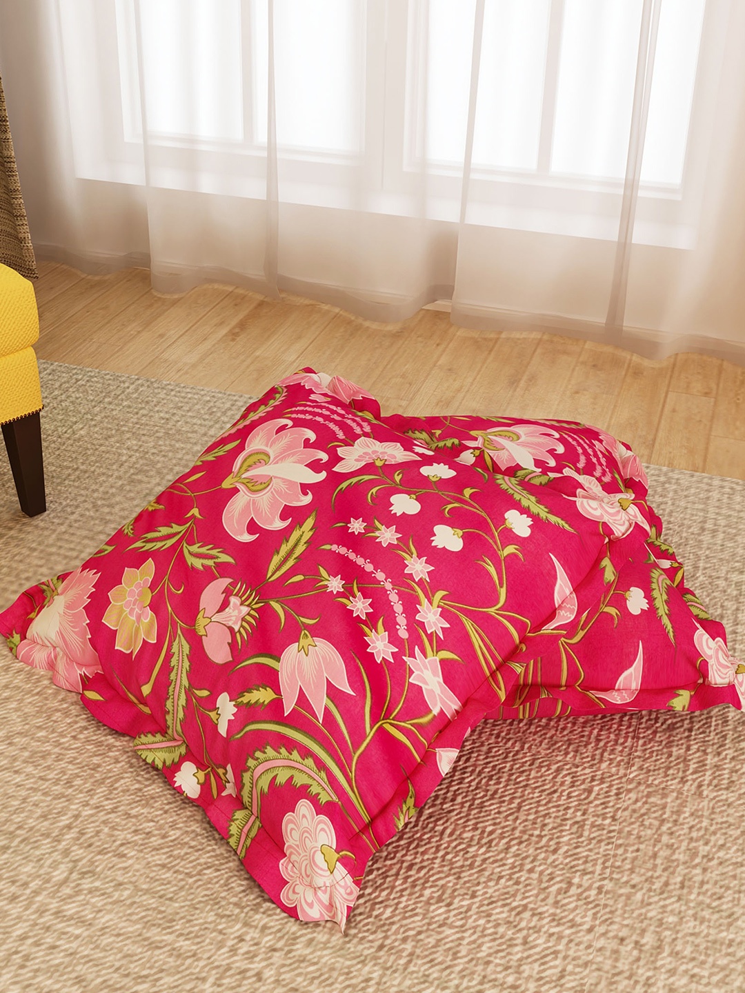 

Home Centre Pink & Green Set of 2 Floral Square Cushion Covers