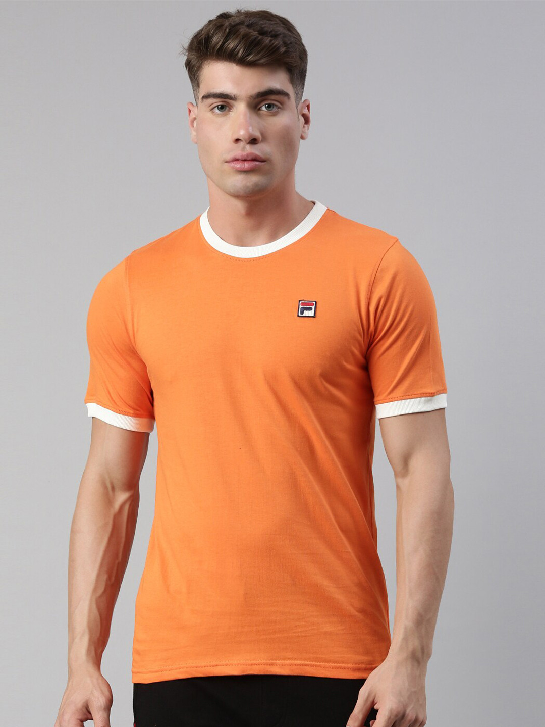 

FILA Men Orange Solid T-shirt