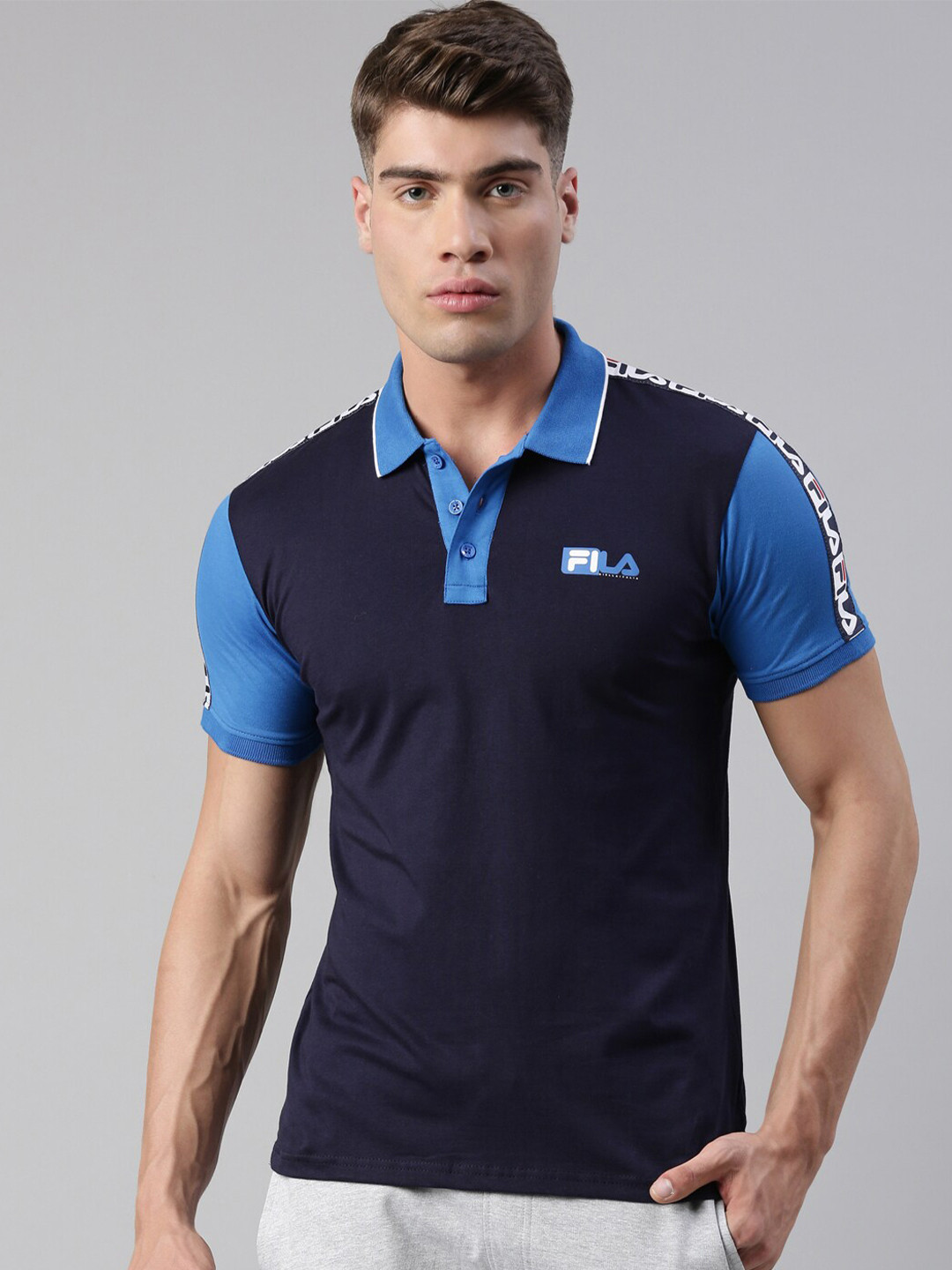 

FILA Men Blue Polo Collar T-shirt