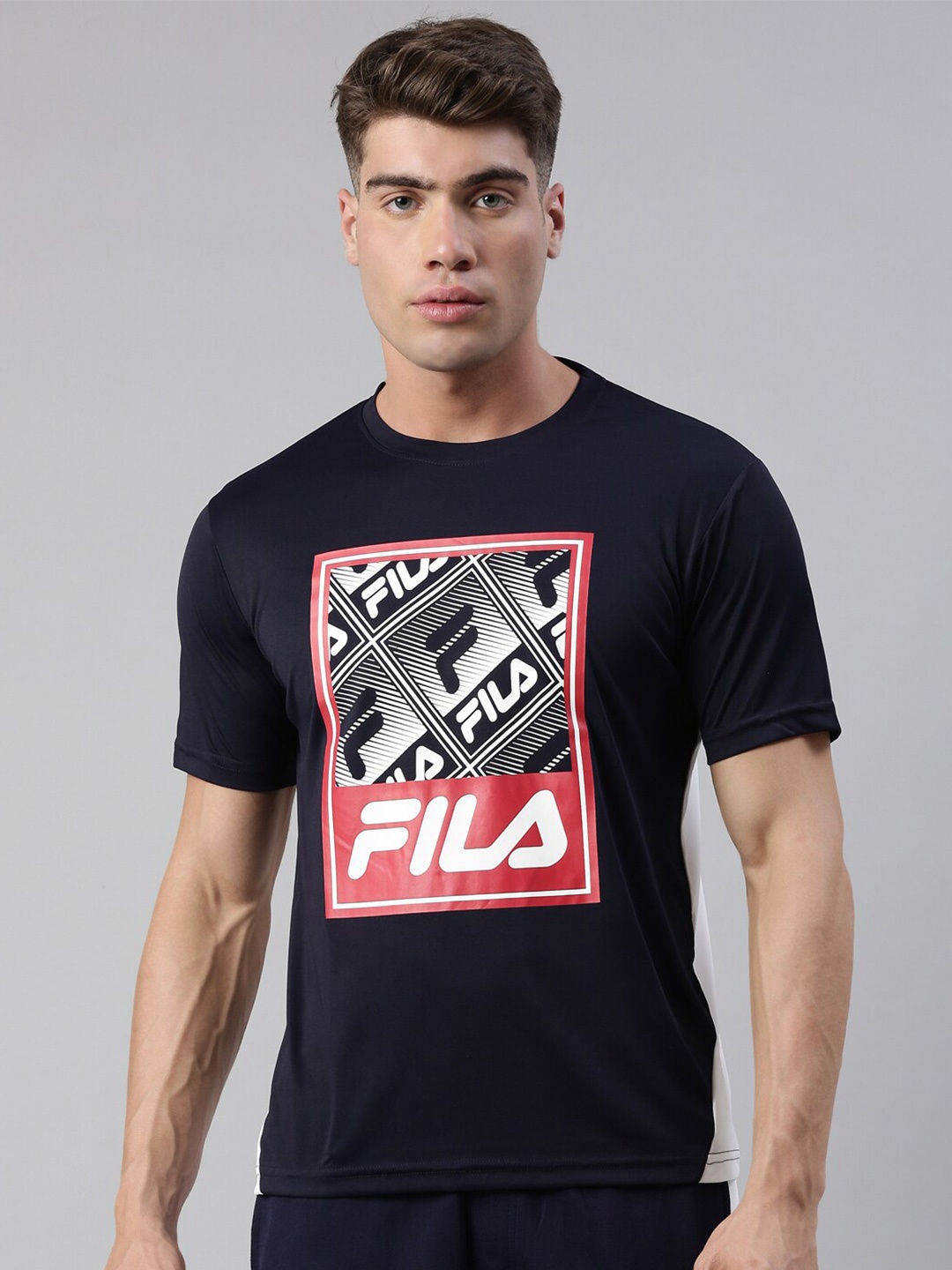 

FILA Men Blue Typography Printed Cotton T-shirt