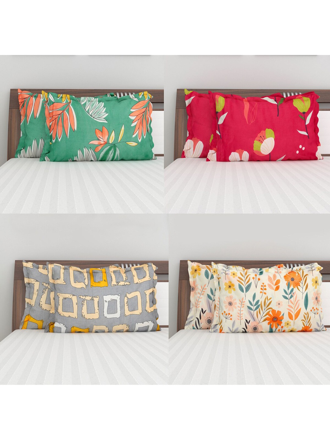 

Home Centre Set Of 8 Multicoloured Printed Pillow Covers, Multi