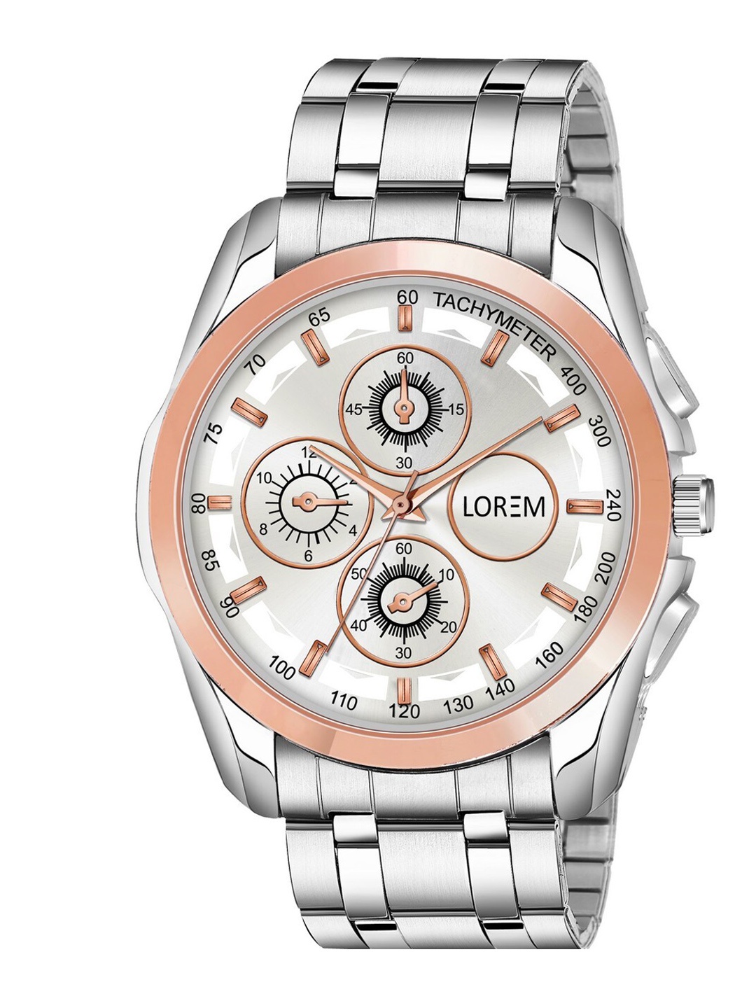 

FERRIZZO Men Rose Gold-Toned & Silver Toned Dial Bracelet Style Straps Analogue Watch
