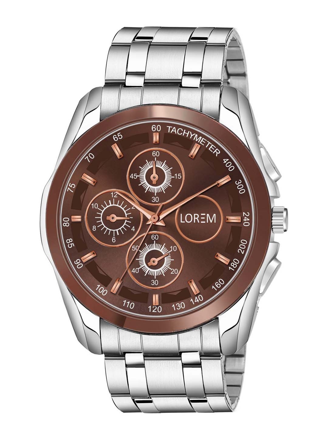 

FERRIZZO Men Brown Dial & Silver Toned Bracelet Style Straps Analogue Watch LR116
