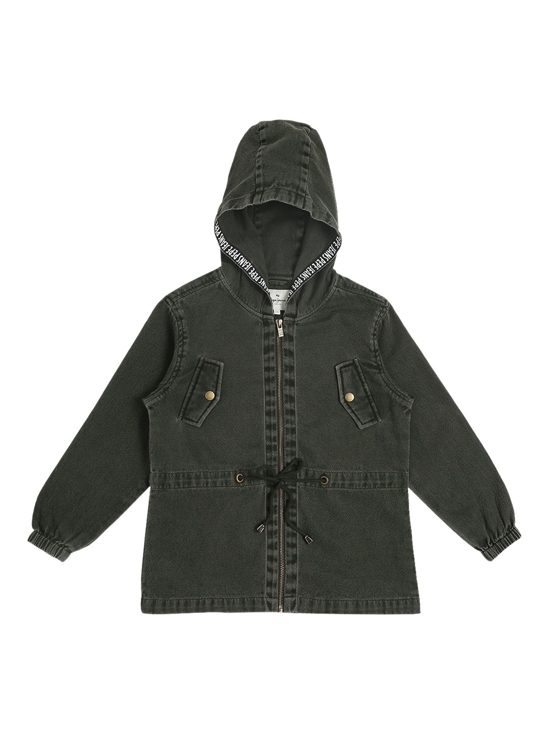 

Pepe Jeans Girls Olive Solid Hooded Parka Jacket