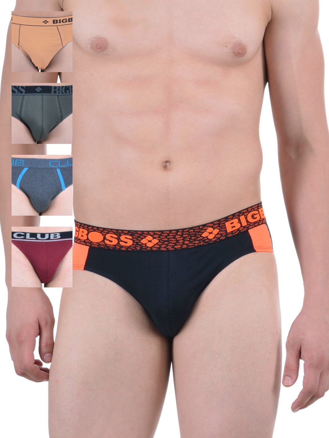 

Dollar Bigboss Men's Solid Pack of 5 Cotton Brief MDBR-01-02-03-07-05, Black