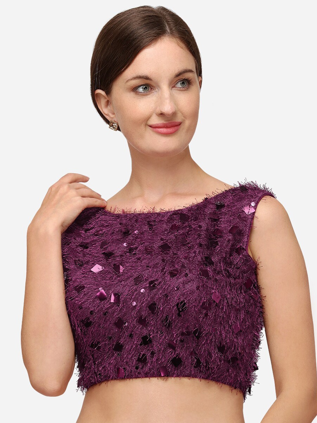 

Fab Dadu Women Purple Embroidered Saree Blouse