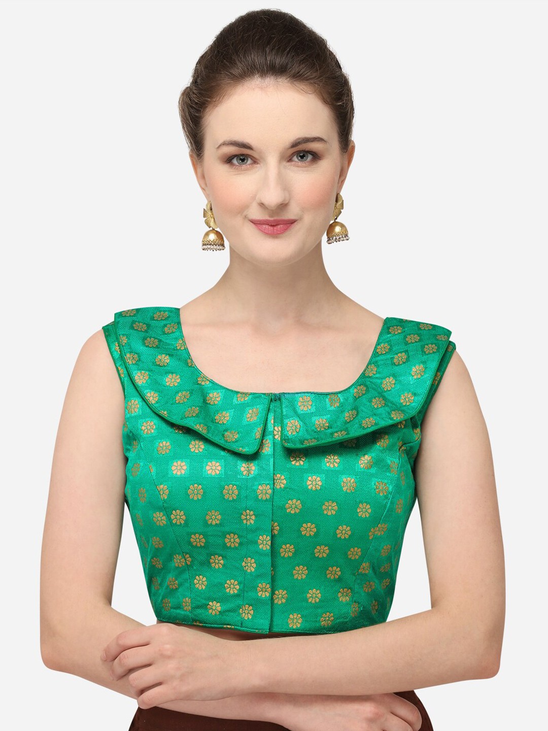 

Fab Dadu Green Printed Woven Design Saree Blouse
