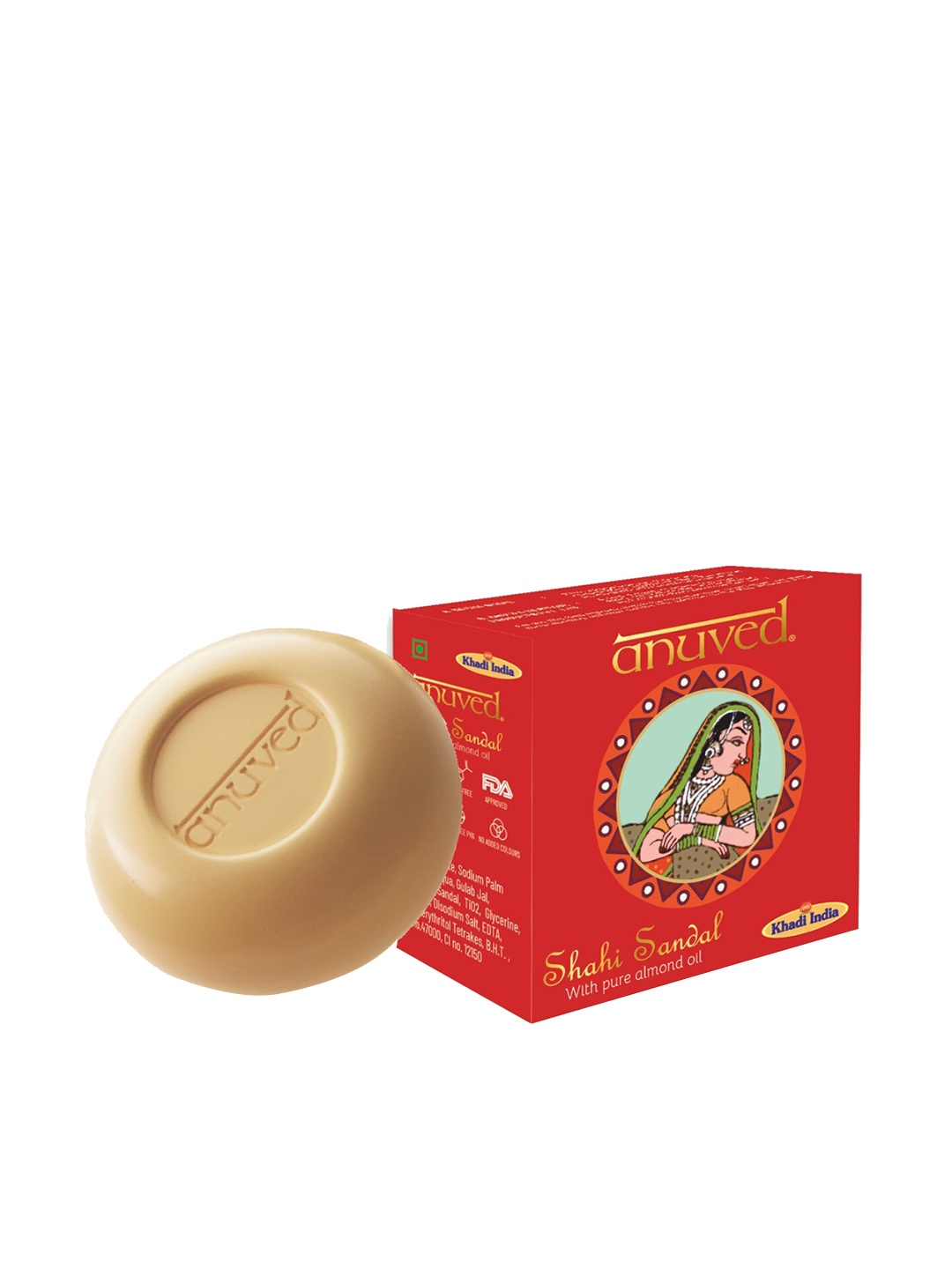 

Anuved Set of 6 Shahi Sandal Soap for Soft & Glowing Skin - 125g each, Red