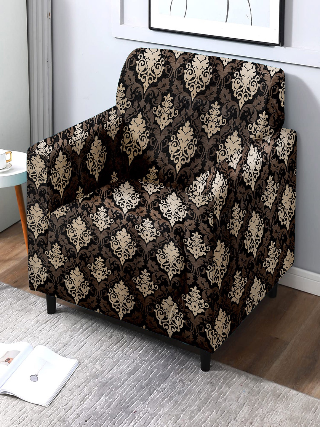 

Cortina Black & Grey Printed Stretchable Non-Slip 1-Seater Sofa Covers