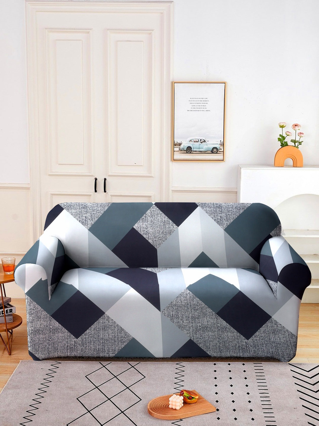 

Cortina Black & Grey Printed 2 Seater Sofa Cover