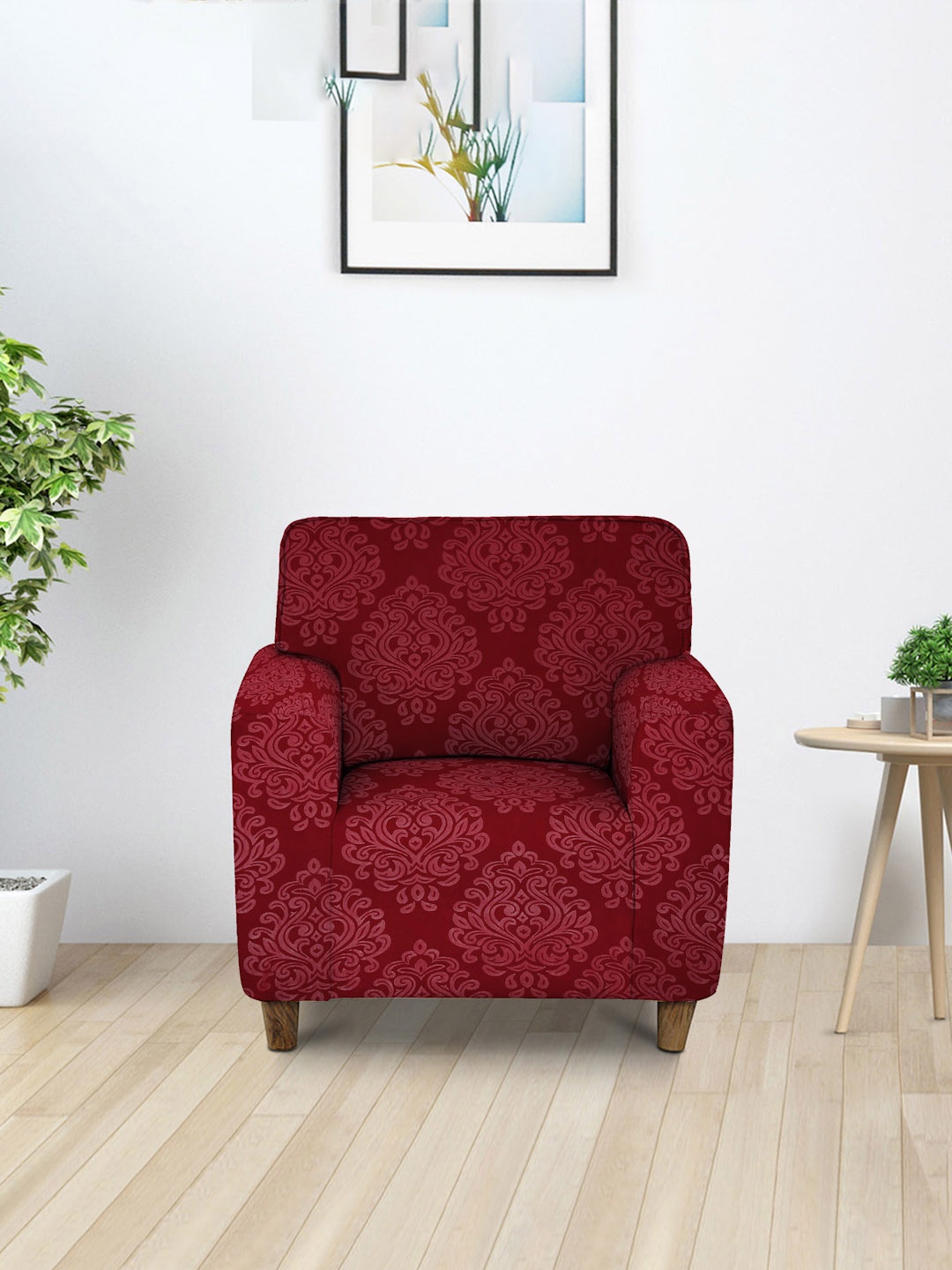 

Cortina Maroon Printed Single-Seater Sofa Cover