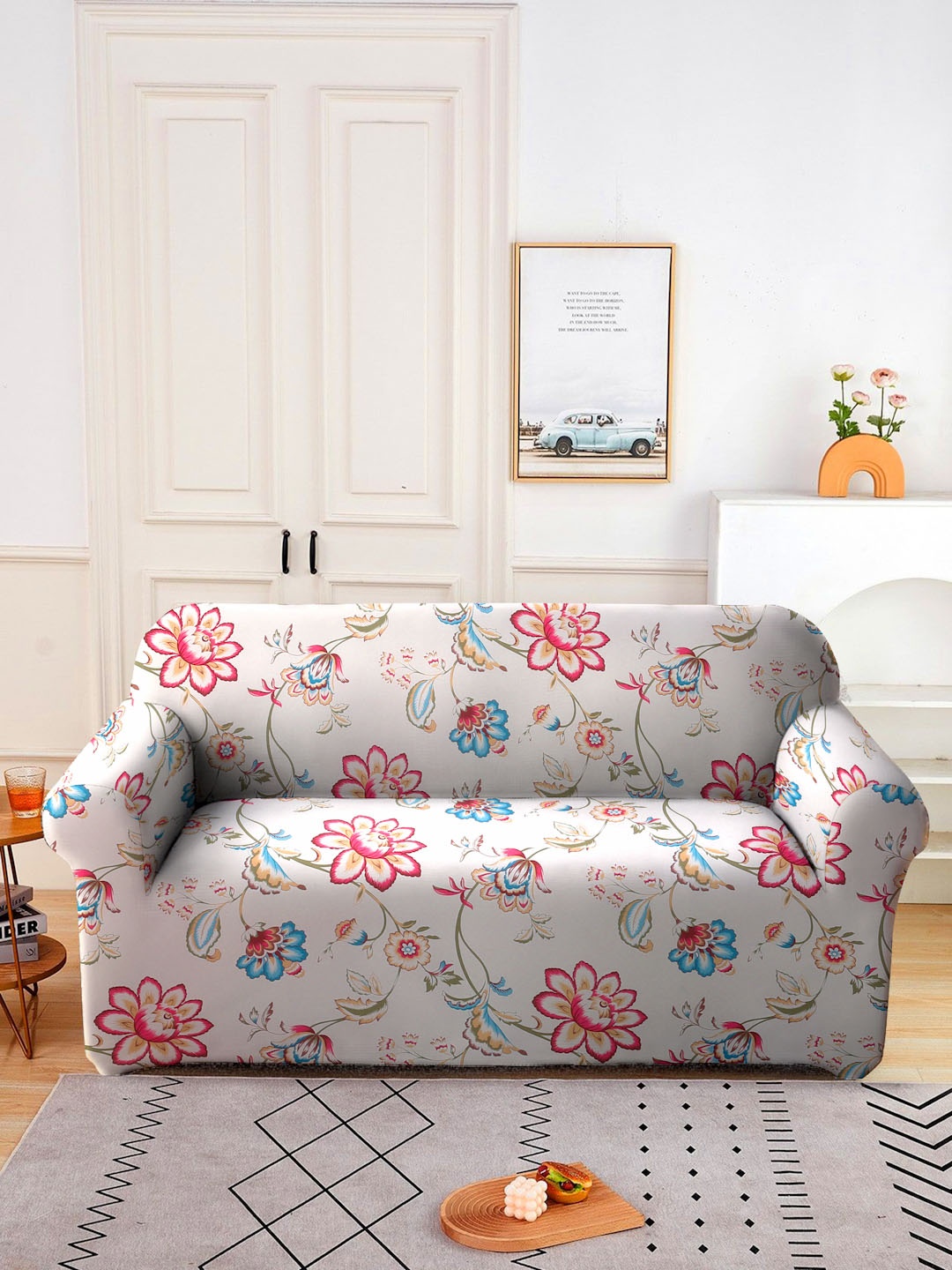 

Cortina Cream-Coloured Floral Printed 2-Seater Sofa Cover