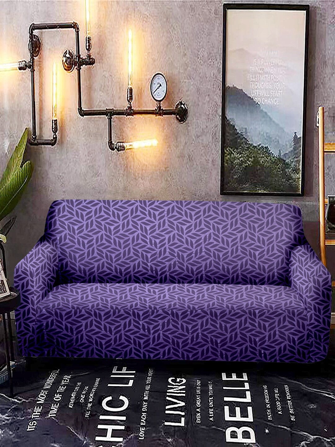 

Cortina Purple Printed Two-Seater Sofa Cover