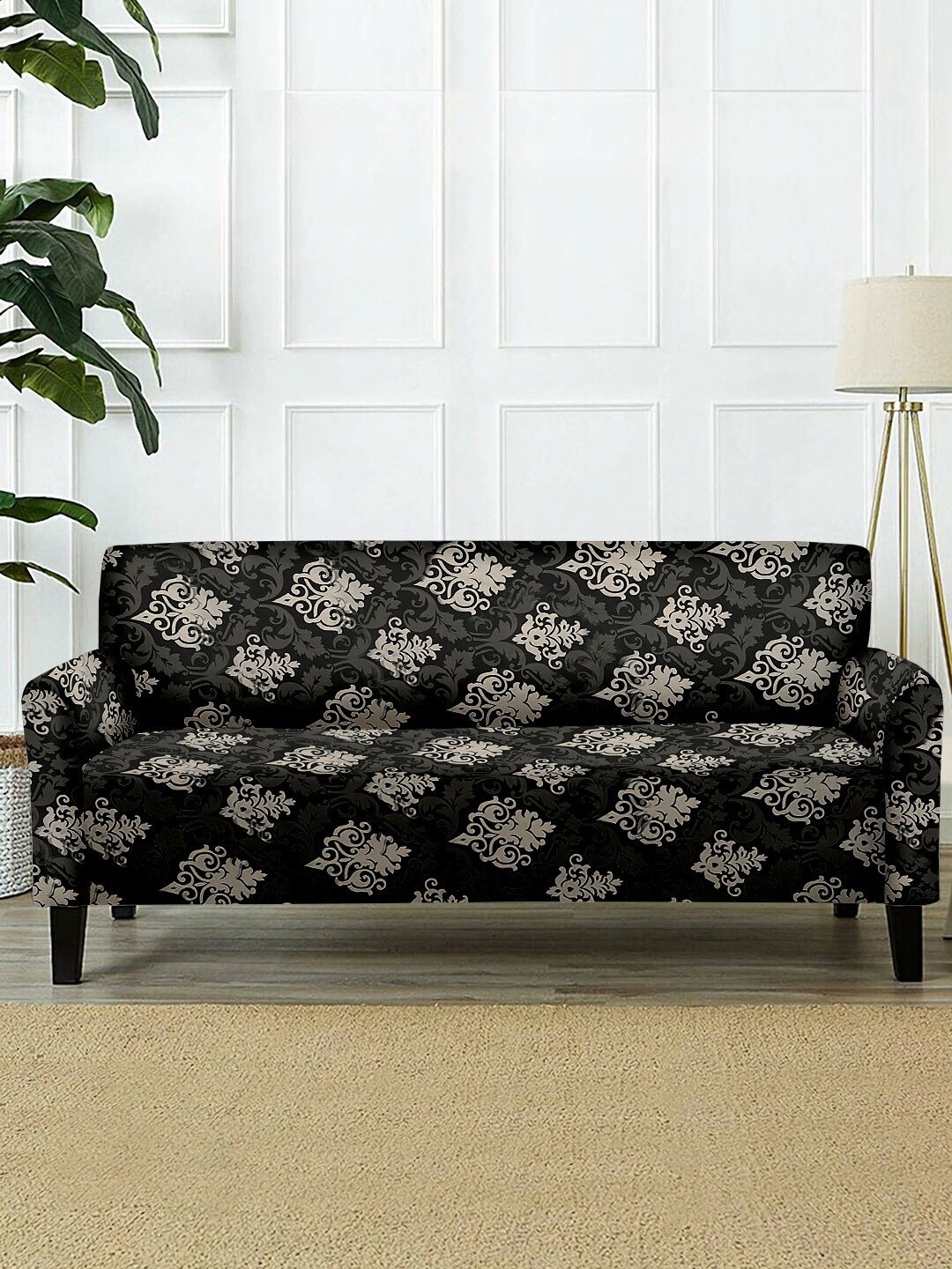 

Cortina Grey & Black Printed Three-Seater Sofa Cover