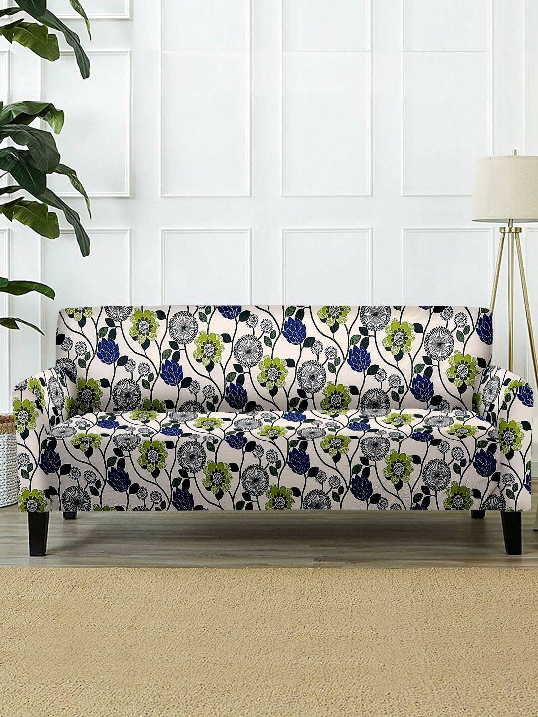 

Cortina Green Printed Two-Seater Sofa Cover