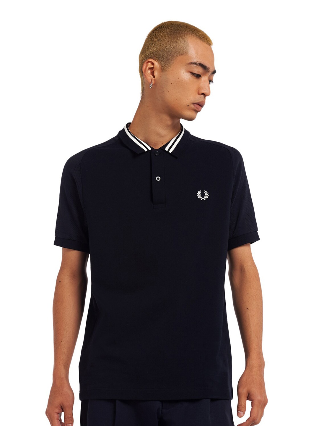 

Fred Perry Men Navy Blue Polo Collar T-shirt