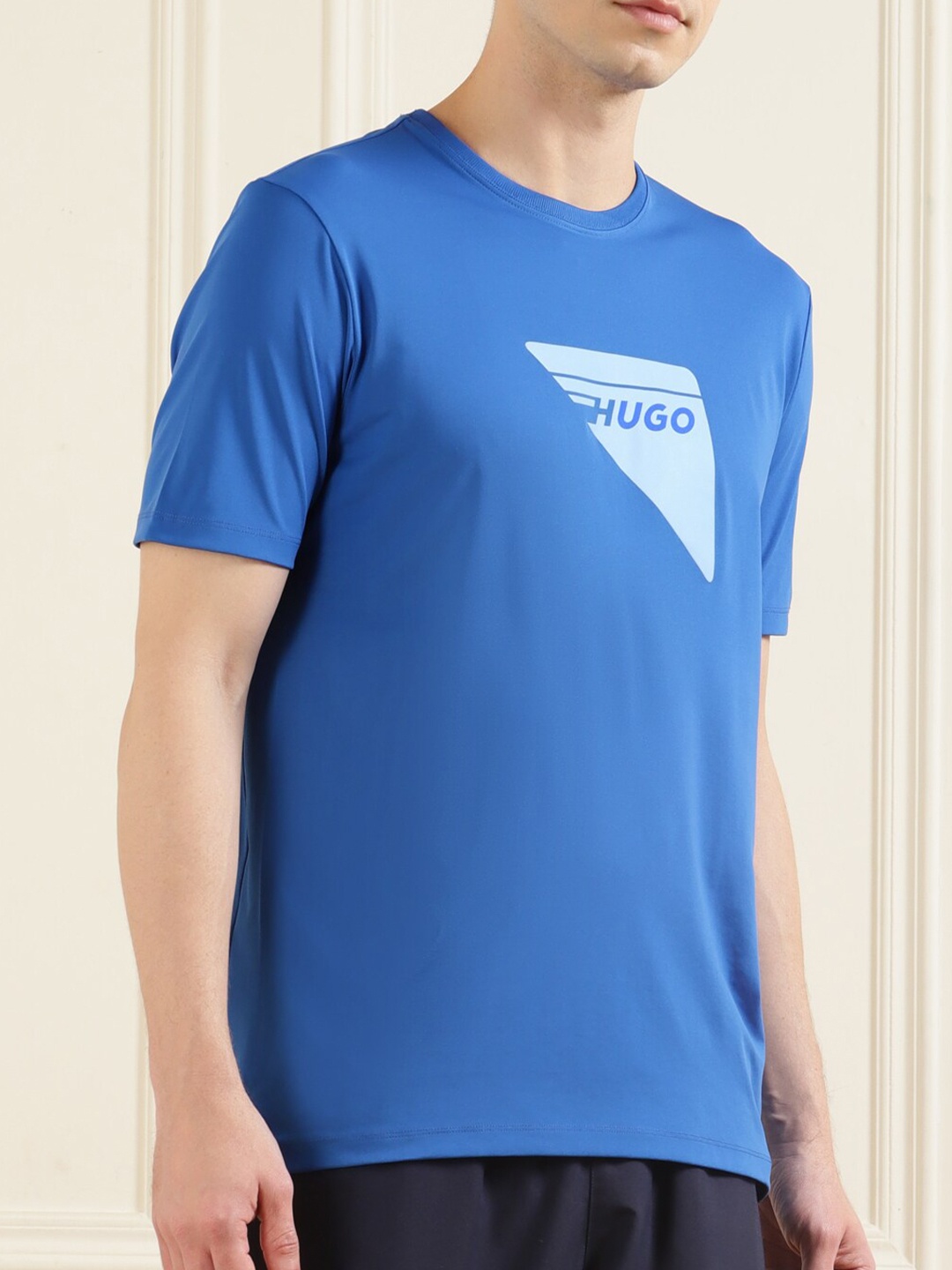 

HUGO Men Blue Typography T-shirt