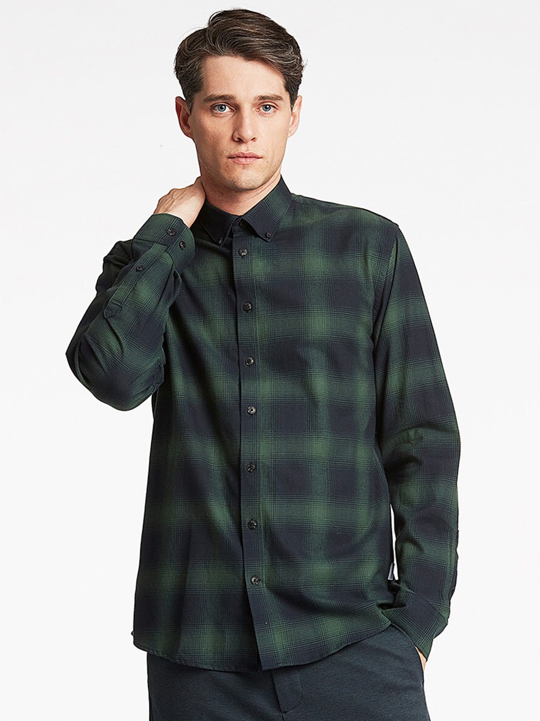 

LINDBERGH Men Green Relaxed Tartan Checks Checked Casual Shirt