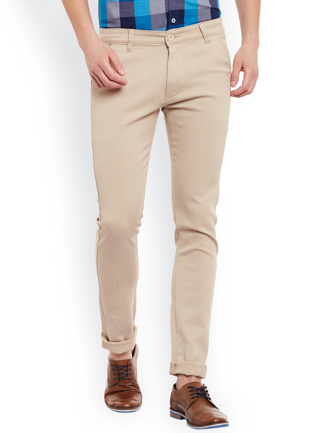 

Rodamo Men Beige Slim Fit Self Design Chinos