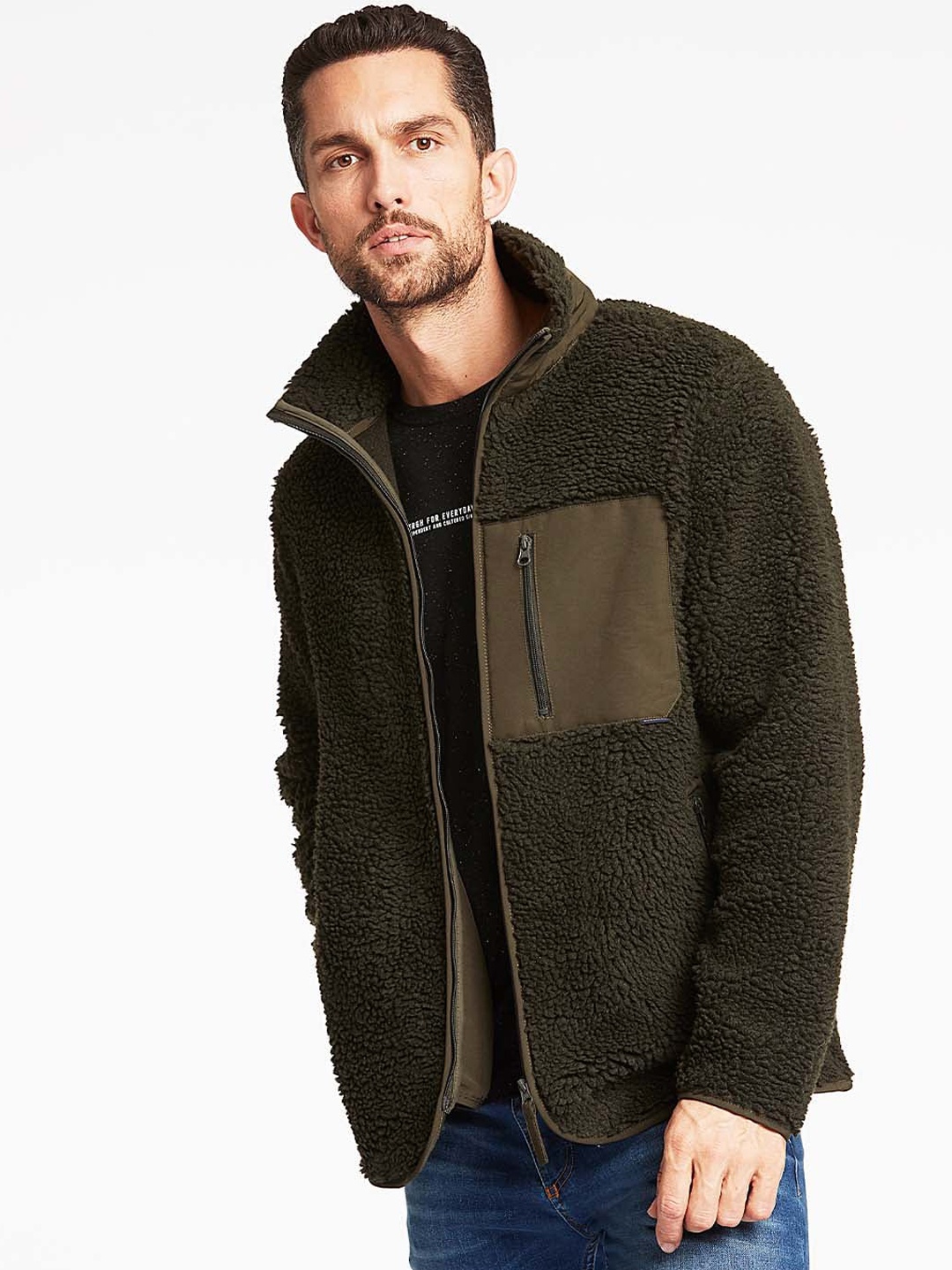 

LINDBERGH Men Olive Green Longline Quilted Jacket