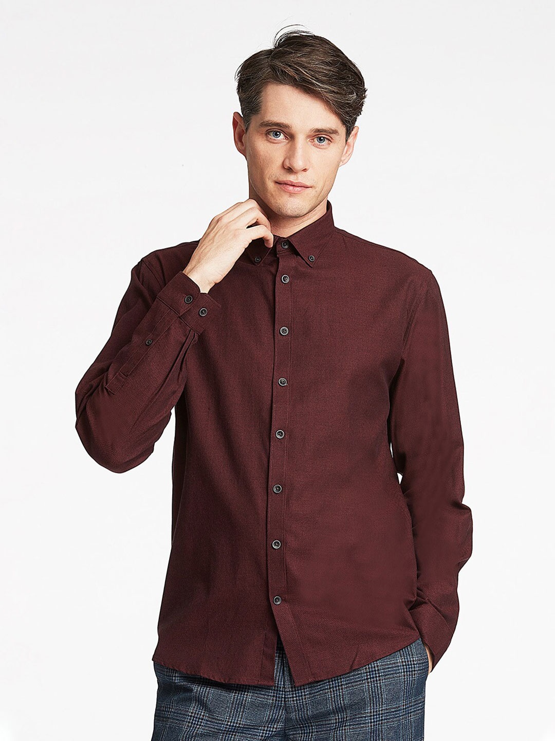 

LINDBERGH Men Maroon Slim Fit Casual Shirt