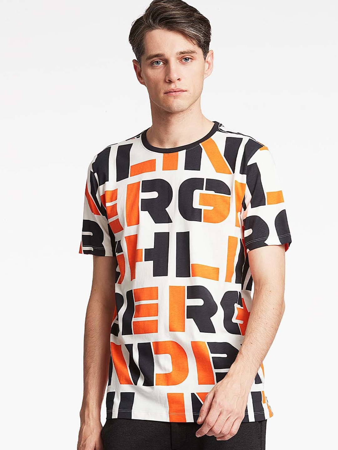 

LINDBERGH Men Off White Typography Printed Pure Cotton T-shirt
