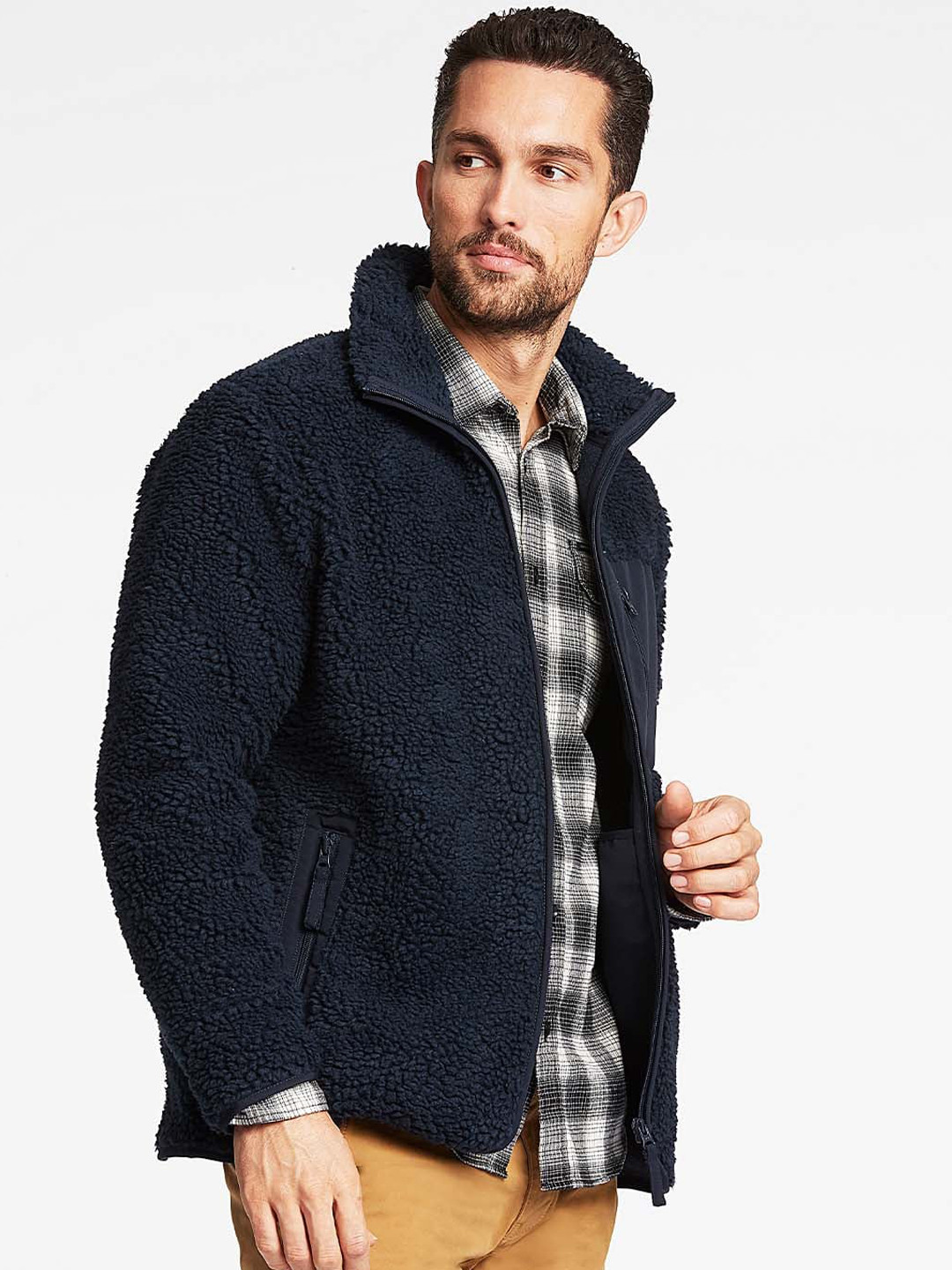 

LINDBERGH Men Navy Blue Camouflage Longline Tailored Jacket