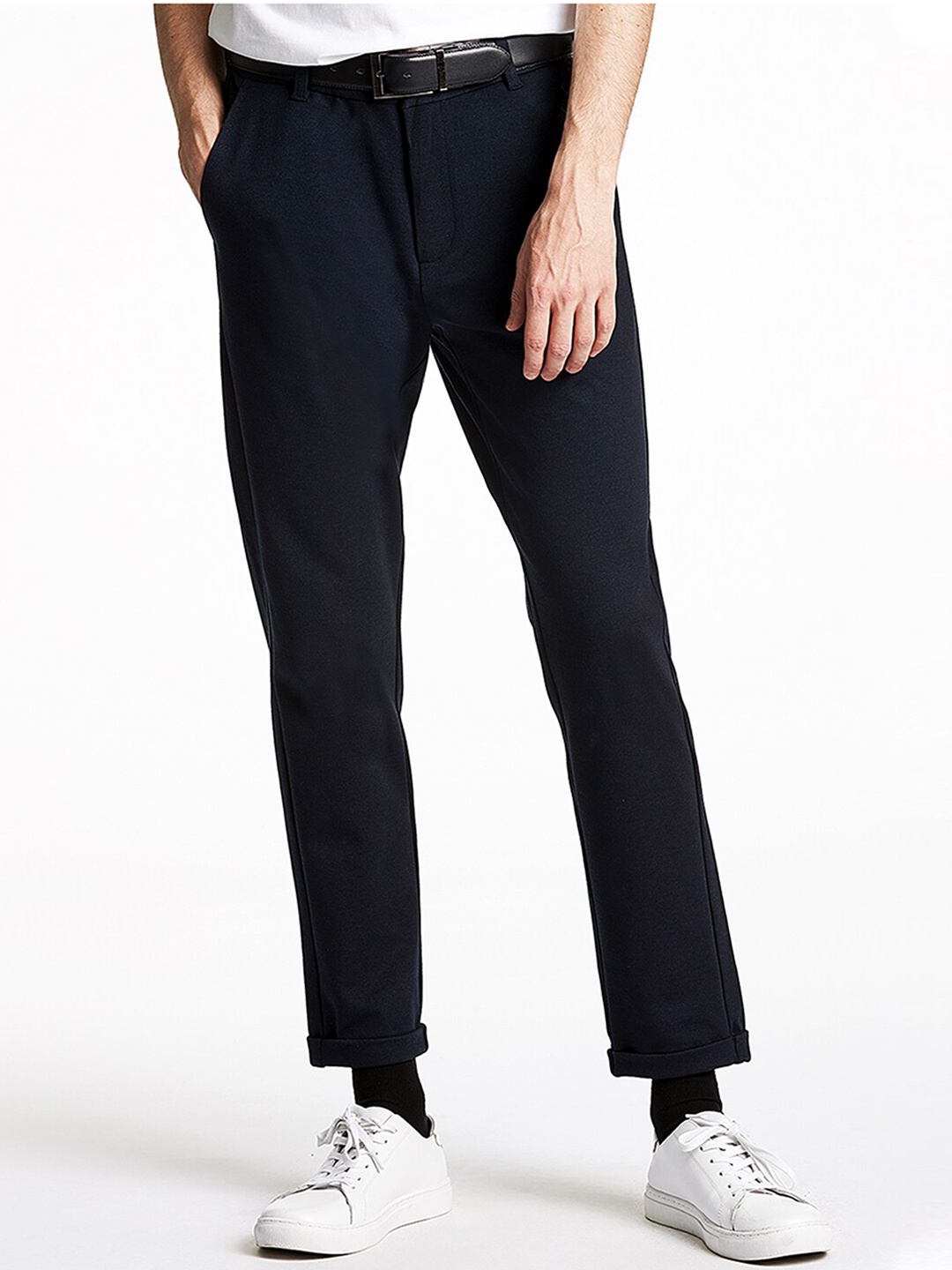 

LINDBERGH Men Navy Blue Slim Fit Trousers