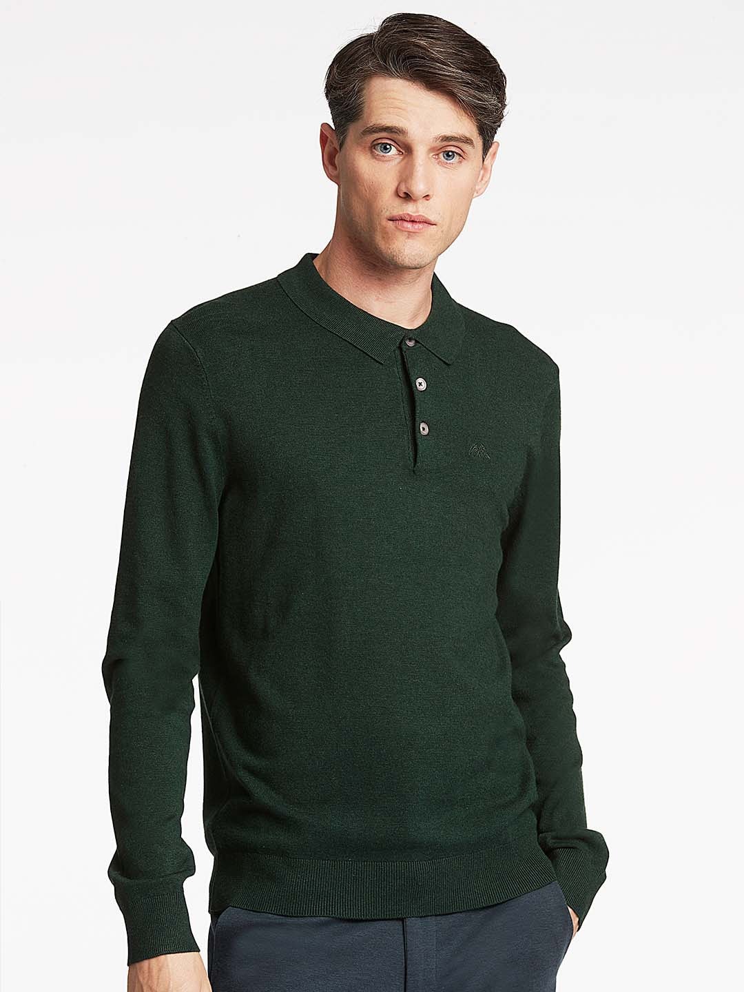 

LINDBERGH Men Green Solid Henley Neck Slim Fit T-shirt
