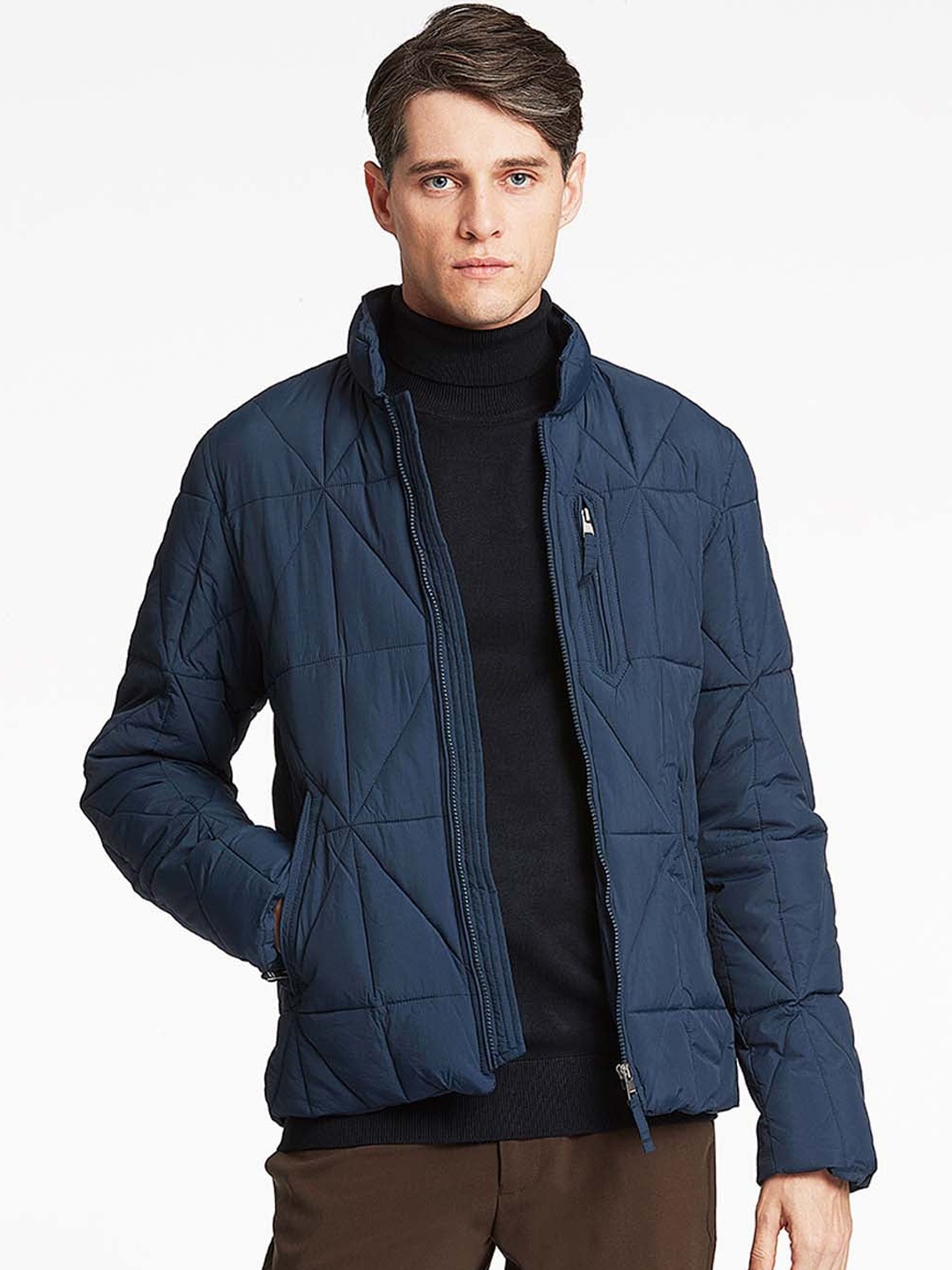 

LINDBERGH Men Navy Blue Quilted Jacket