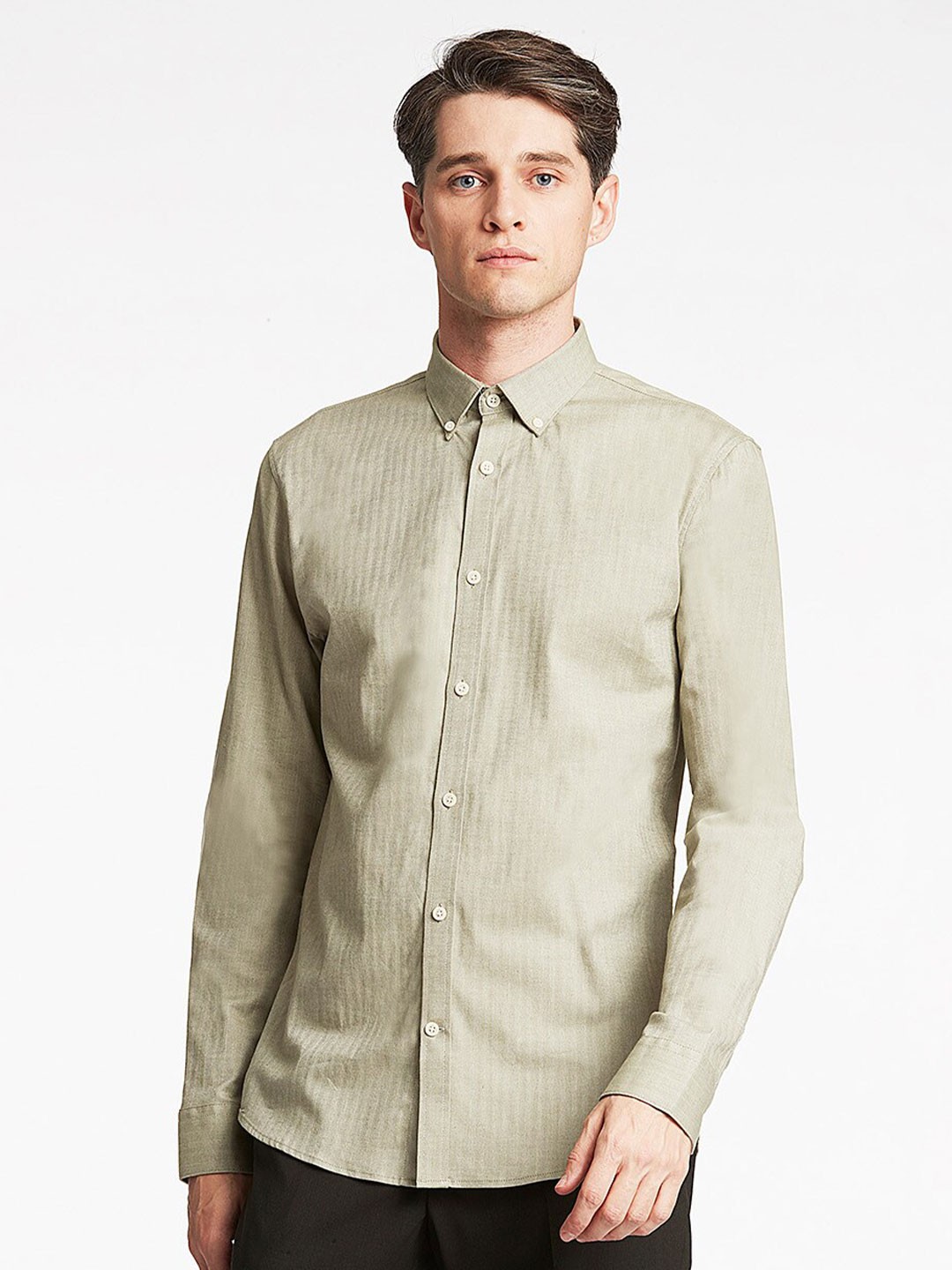 

LINDBERGH Men Olive Green Slim Fit Formal Shirt