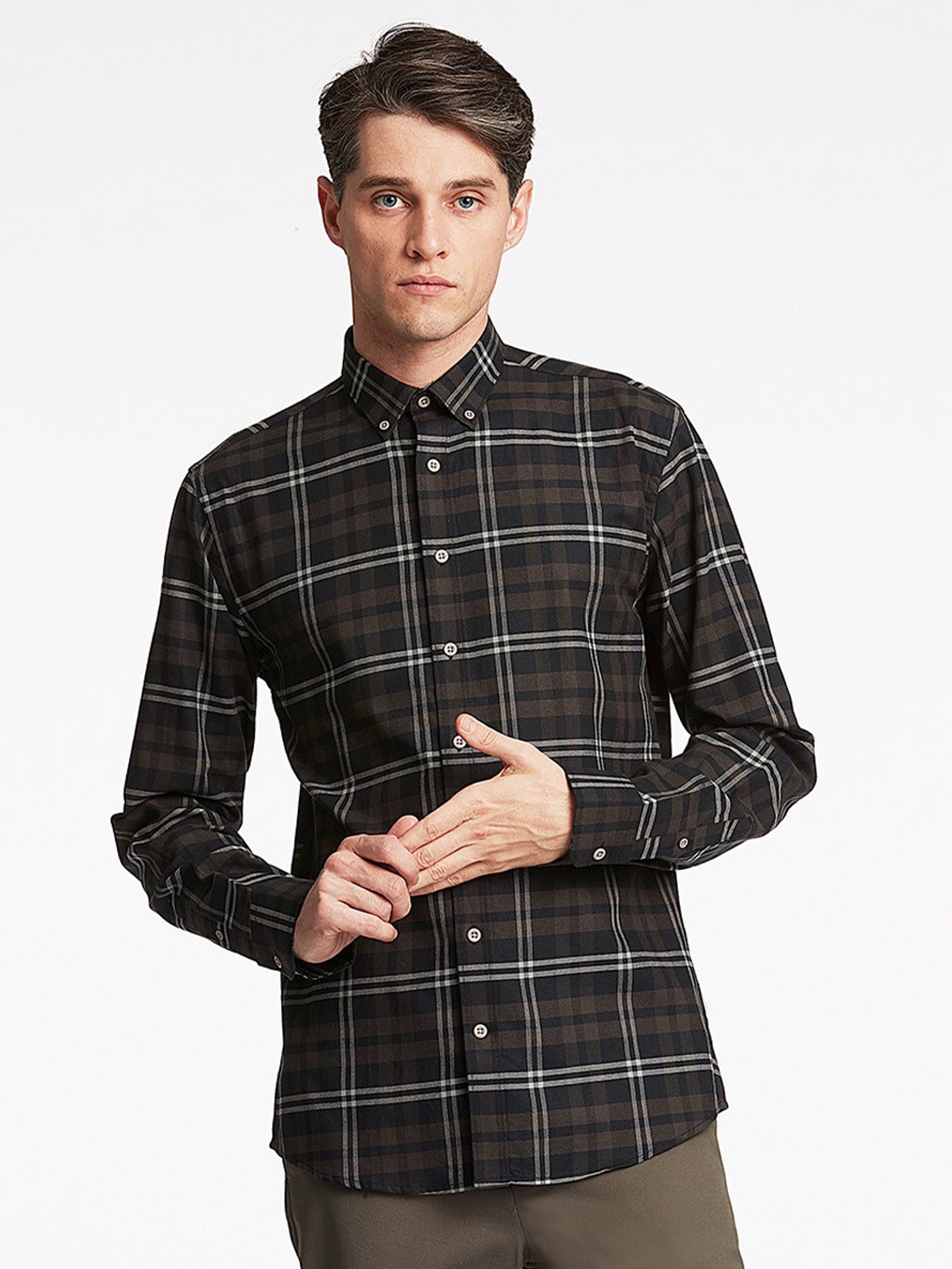 

LINDBERGH Men Blue Slim Fit Tartan Checks Checked Casual Shirt