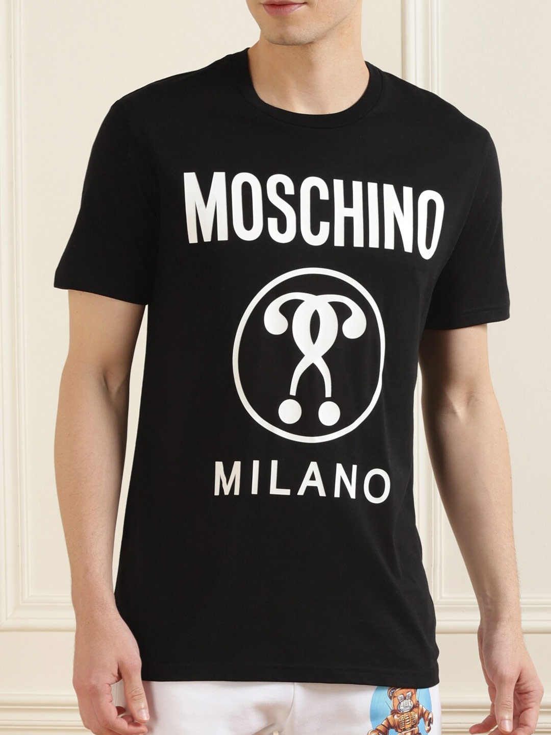 

MOSCHINO COUTURE Men Black Typography Printed Pure Cotton T-shirt