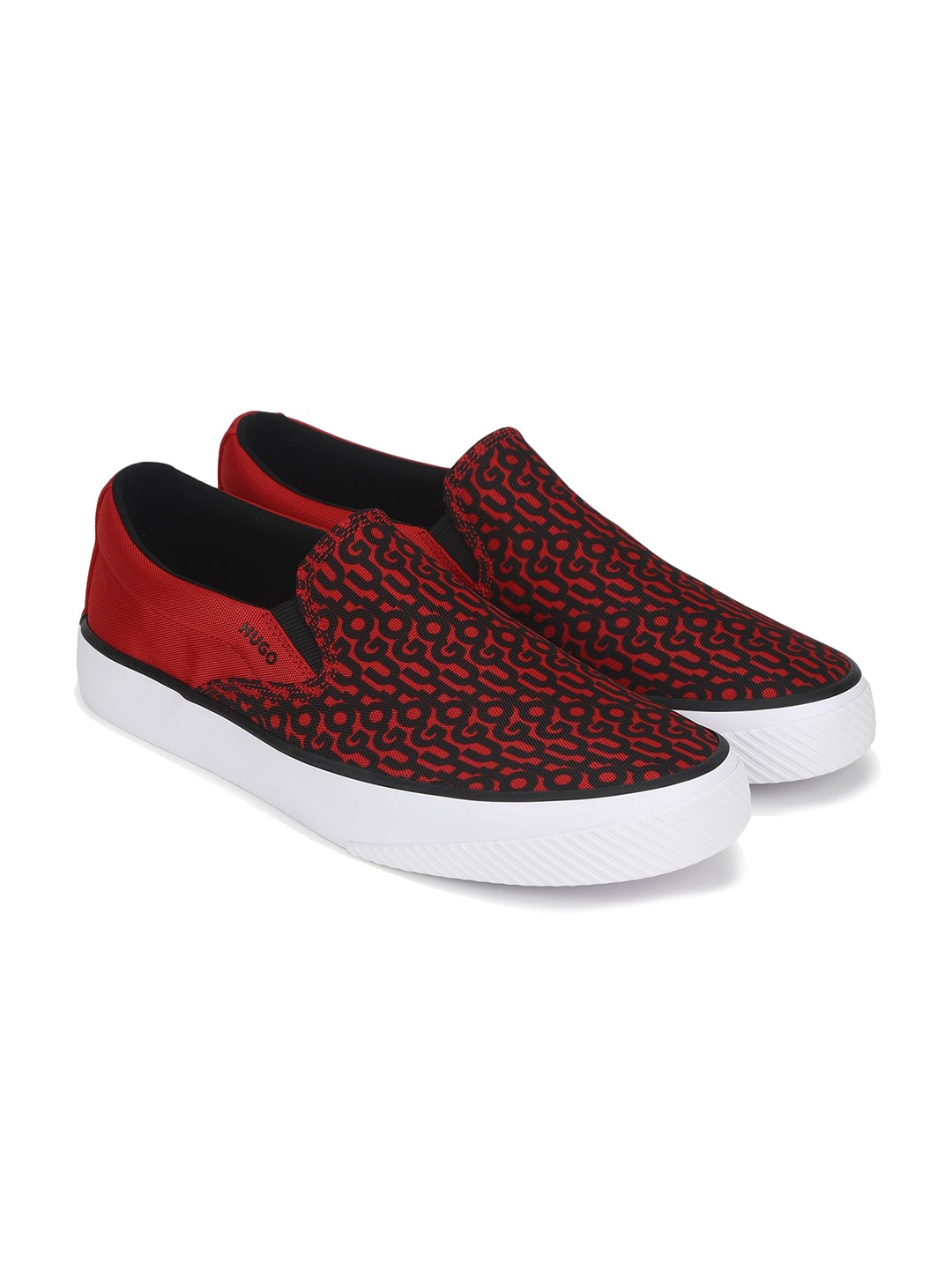 

HUGO Men Red Woven Design Leather Slip-On Sneakers