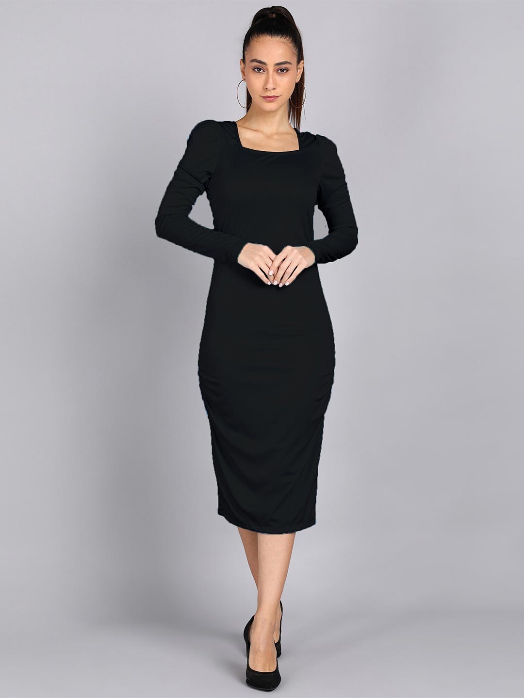 

shashvi Women Black Bodycon Midi Dress