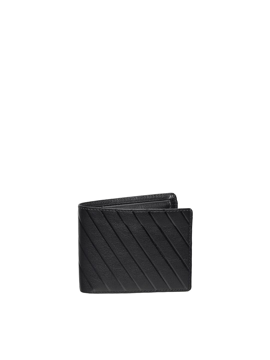 

HENEDA Men Black Striped PU Two Fold Wallet