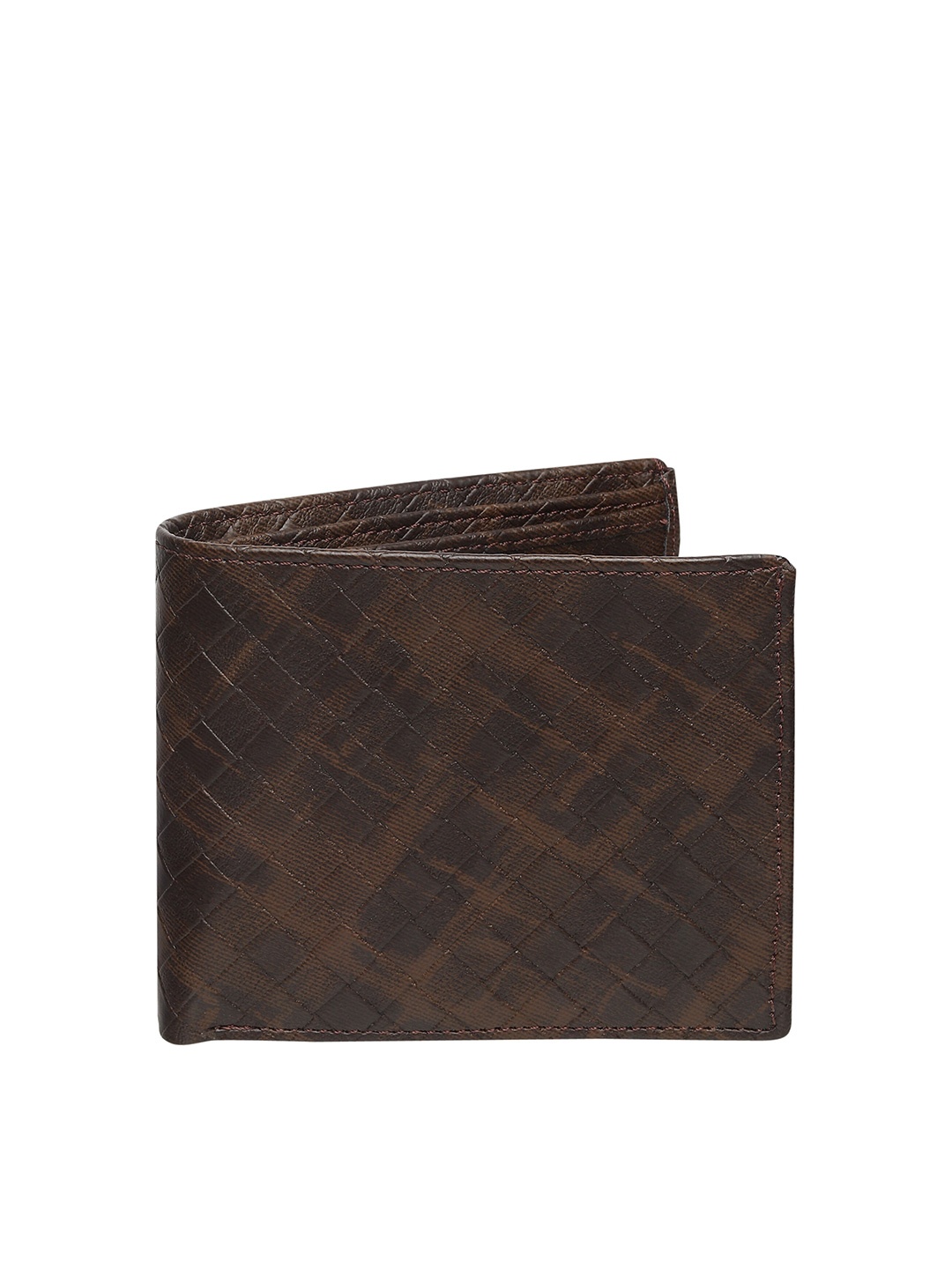 

HENEDA Men Brown Checked PU Two Fold Wallet