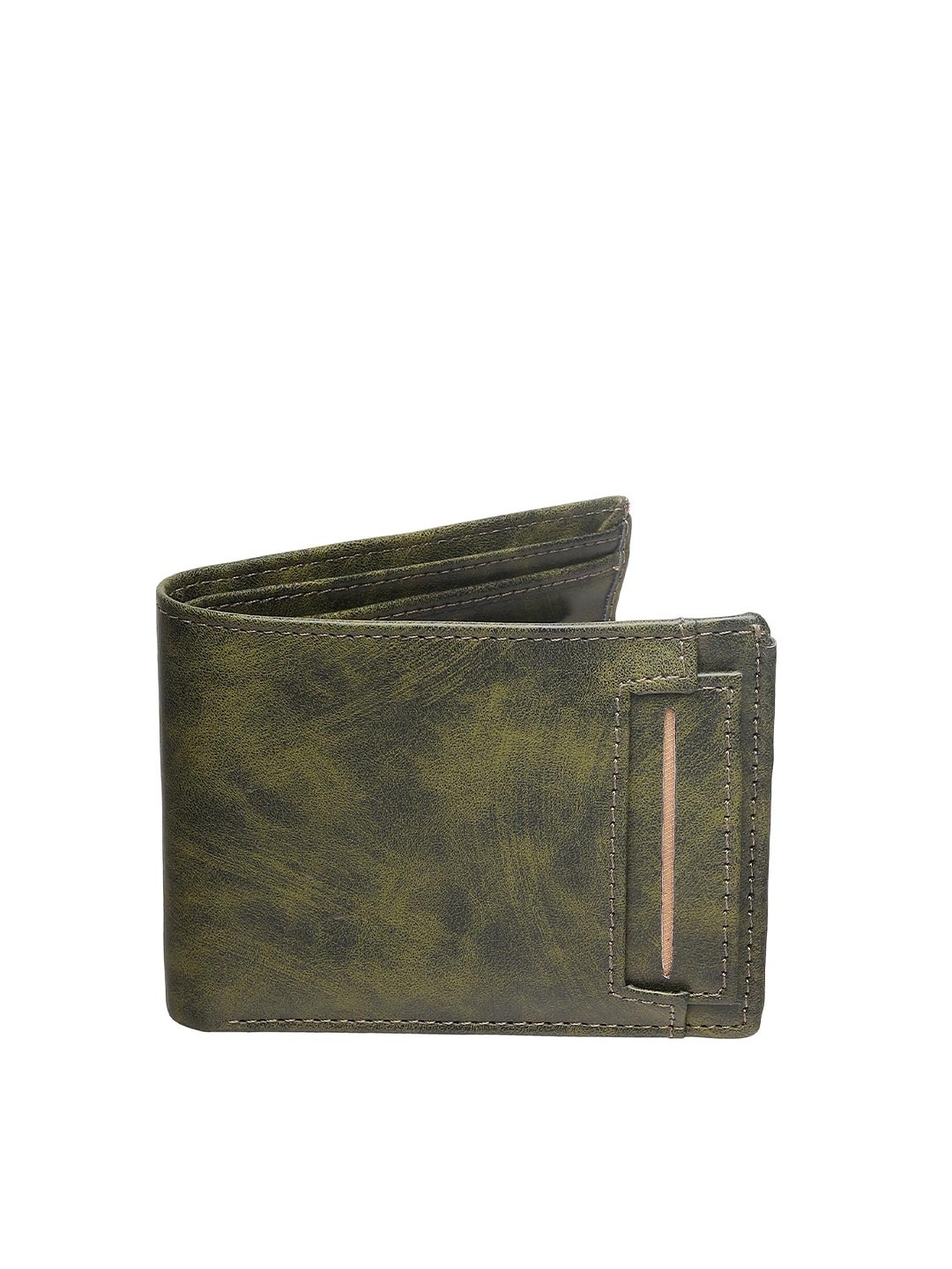 

HENEDA Men Green PU Two Fold Wallet with Passport Holder