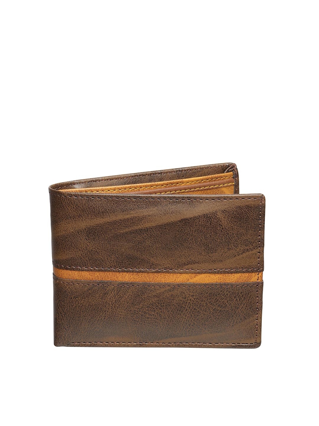 

HENEDA Men Brown PU Two Fold Wallet