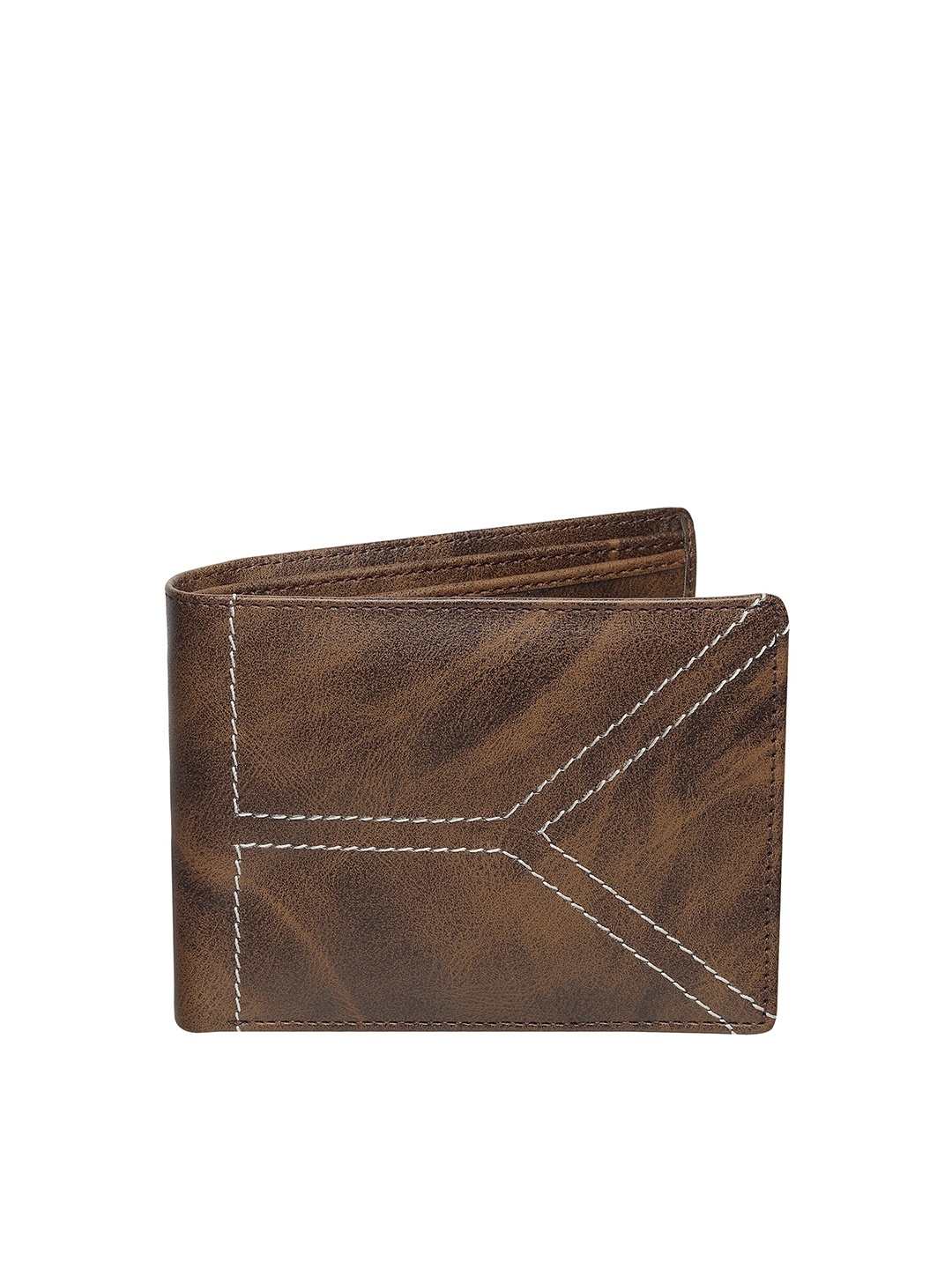 

HENEDA Men Brown Textured Two Fold Wallet