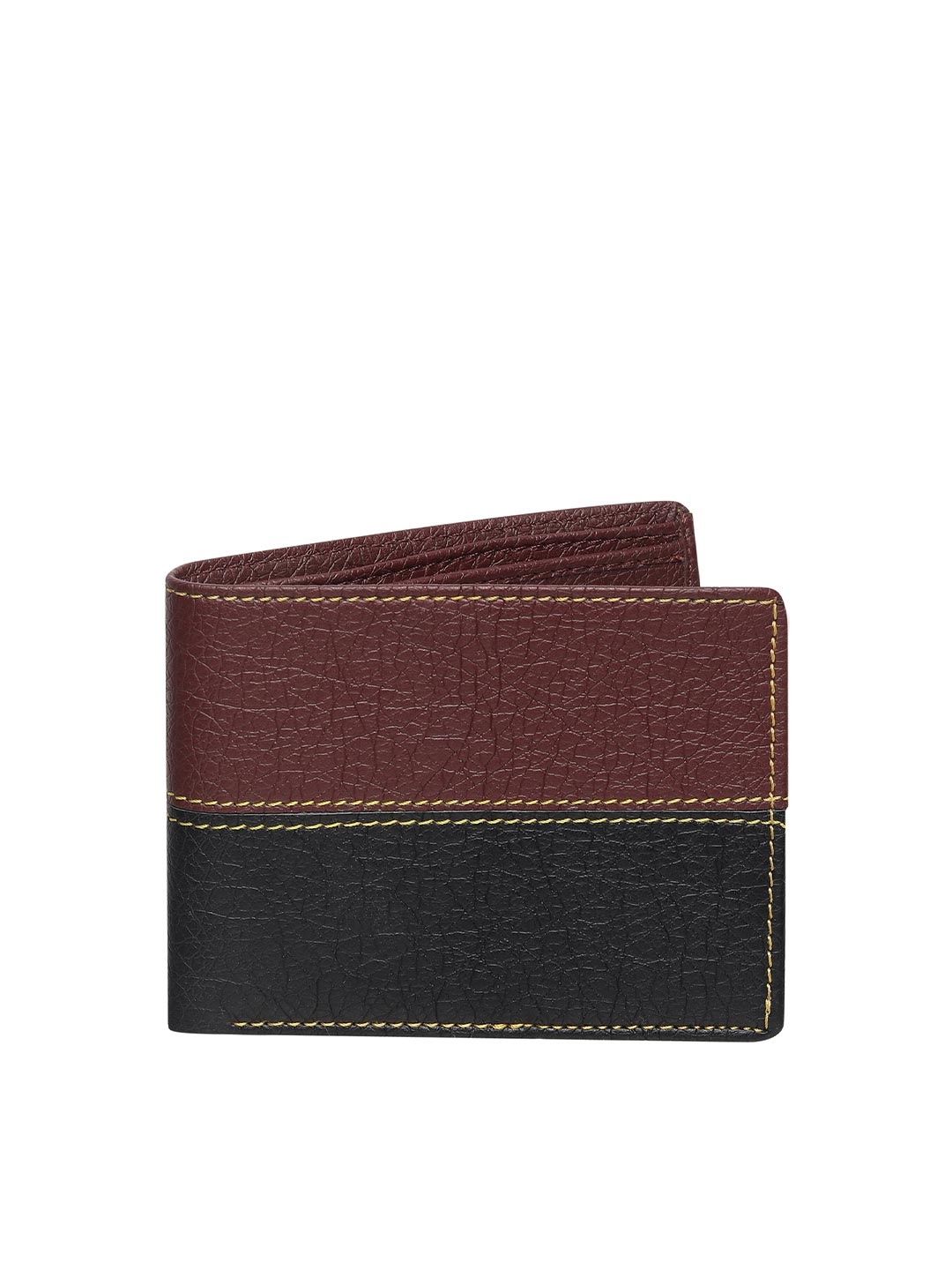 

HENEDA Men Black & Brown PU Two Fold Wallet