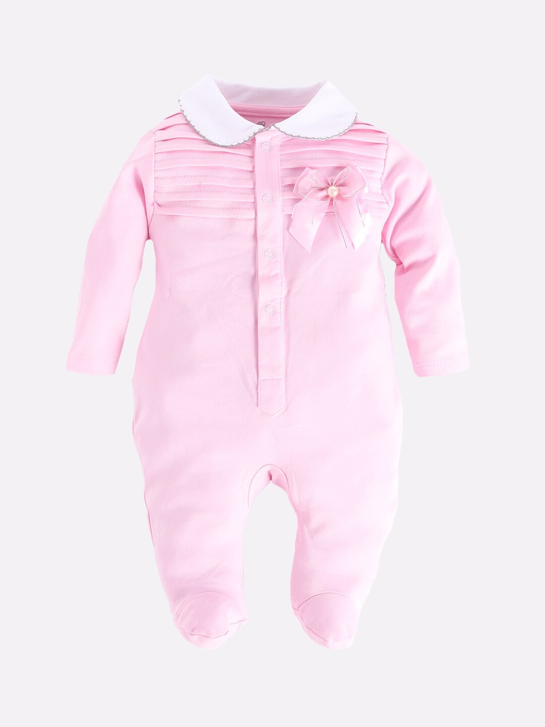 

BABY GO Infants Girls Pink Solid Sleep Suit