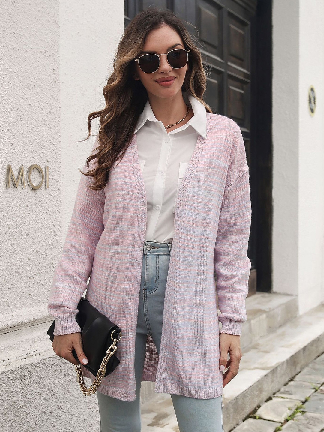 

StyleCast Women Pink Longline Solid Long Sleeves Sweater